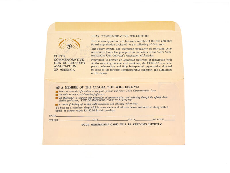 Colts Commemorative Gun Collectors Association Of America Member Envelope Image 2