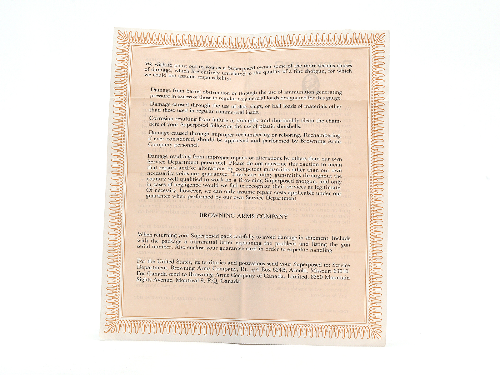 Browning Superposed Guarantee Registration Form Image 3