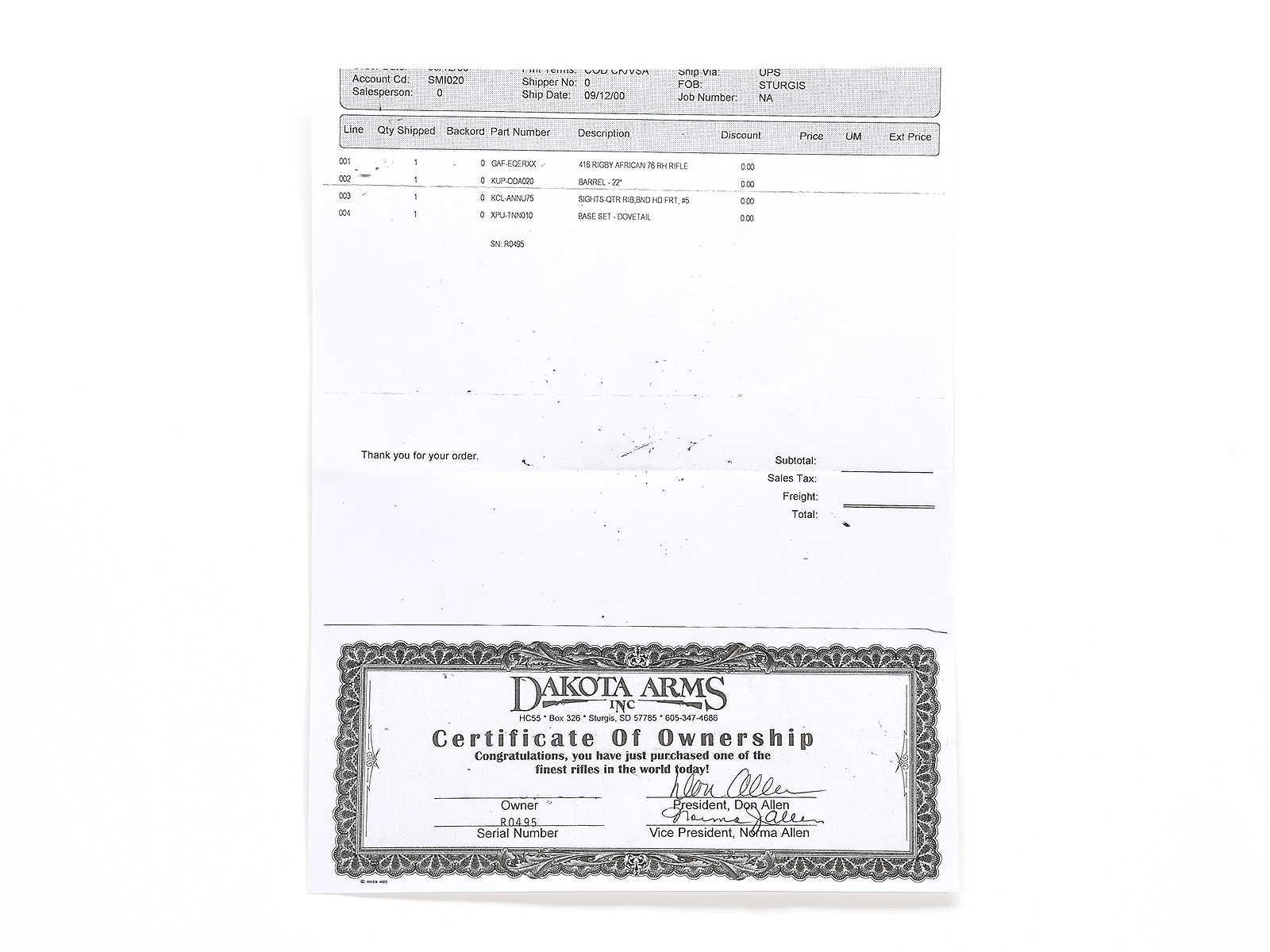 Cert of Ownership